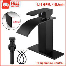 Bathroom Sink Matte Black Faucet Single Hole/3 Hole Deck Mount Stainless Steel