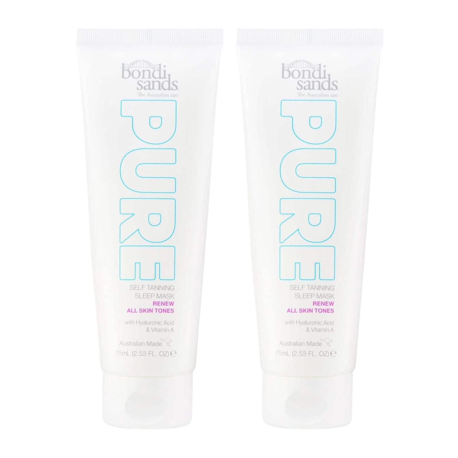 Bondi Sands Pure Self Tanning Sleep Mask 75ml Pack of 2 Overnight Face Tan