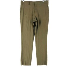 Pantalon Costume Slim En Lin Et Coton Vert Kaki Pour Homme Taille EU 50 UK/US 40