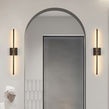 2 Pack 28" Matte Black Indoor Wall Light LED Dimmable Sconce Fixture with Remote