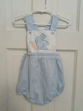 NWOT PETIT AMI  Bunny Polka Dots 12 M Gingham Sunsuit - Blue - Bubble Outfit A3