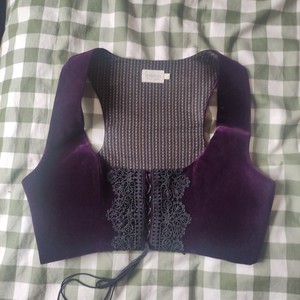 Voriagh Daria Bustier in Plum Purple Cotton Velvet, Size L