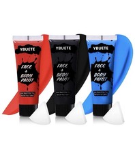 Face Body Paint Black Blue Red 3.03 Fluid Oz Applicators / 3-Pack