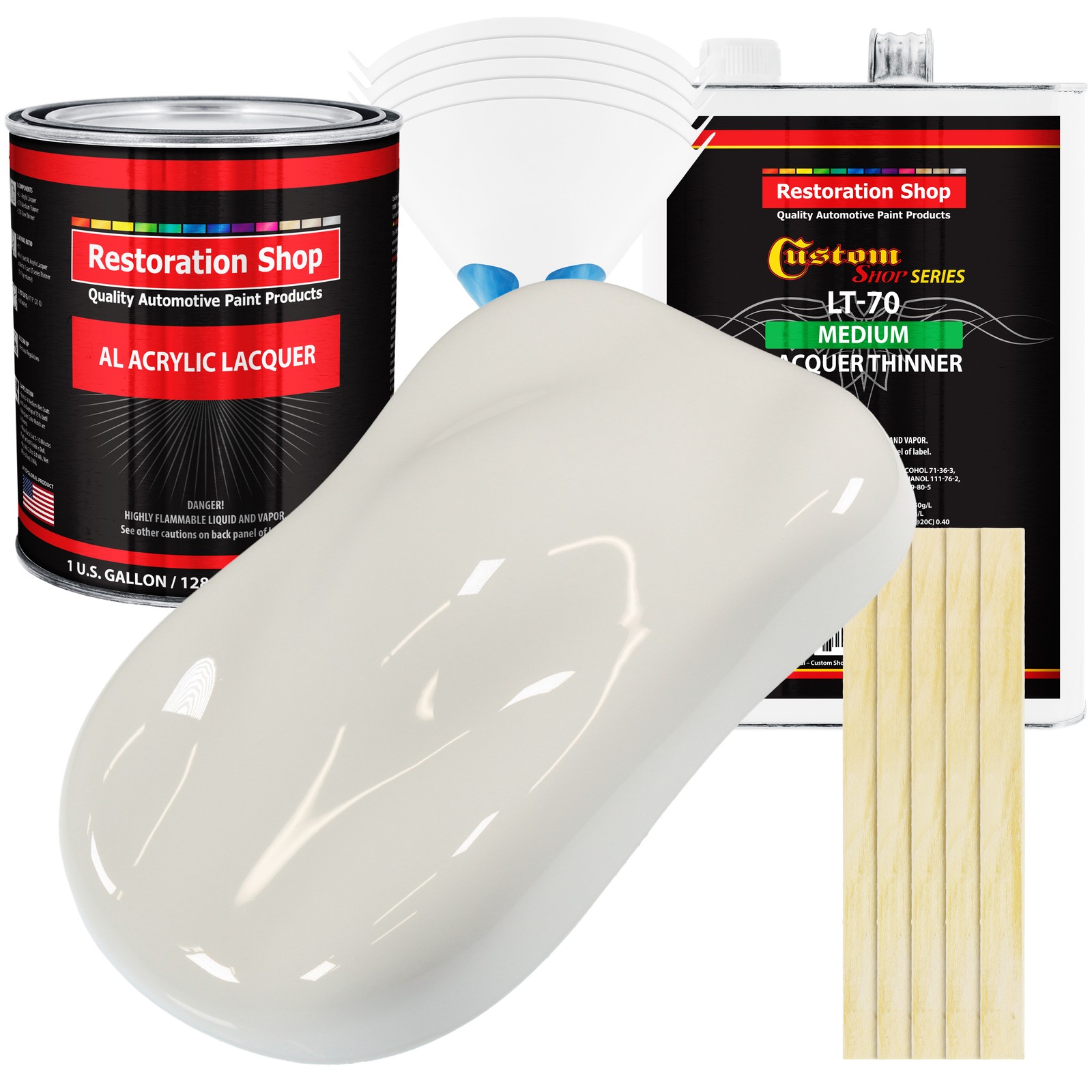 Wispy White Acrylic Lacquer Gallon Auto Paint Kit with Medium Thinner