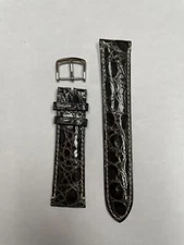 21mm Gray Genuine Crocodile Watch Band - USA