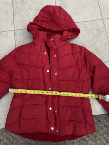 Bitten By Sarah Jessica Parker Womens Red Long Sleeve Hooded Puffer Jacket Large - Picture 7 of 12