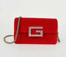 Gucci Broadway Red Velvet Black/Gold Rope Strap Crossbody Bag 544242 8791