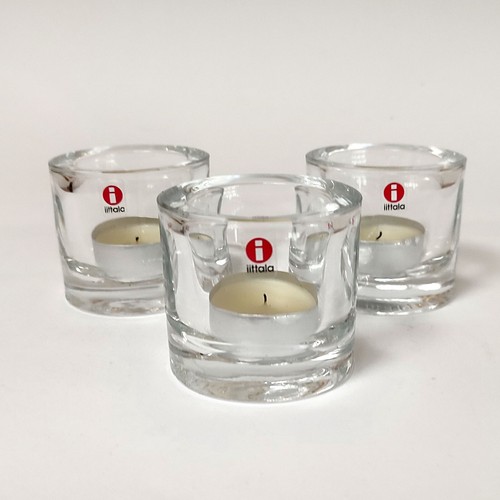 Set of 3 Iitala Marimekko Tealight Candle Holder Teelicht Kerzenhalter Klar - Bild 3 von 8