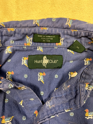 VTG 90s Hunt Club Button Down Shirt Men XL Retro Duck Blue - Picture 4 of 10