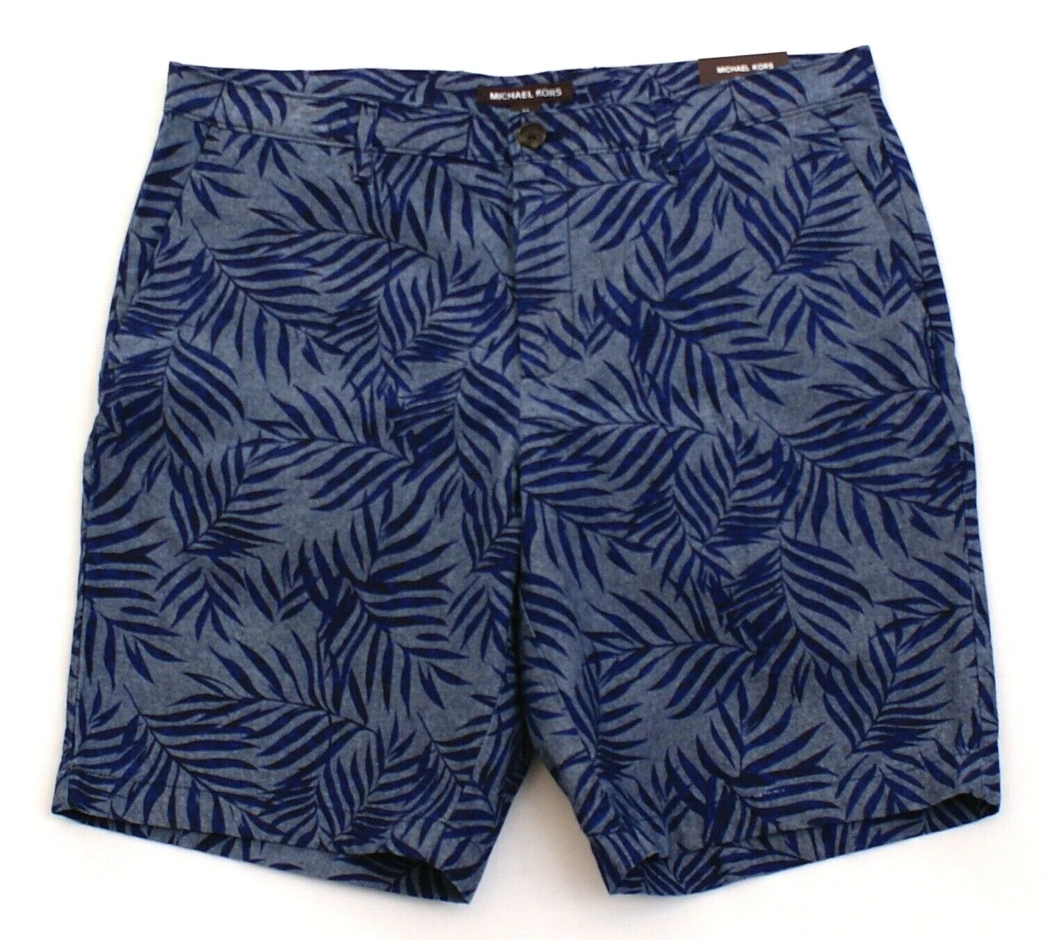Michael Kors Blue Pattern Flat Front Cotton Casual Shorts Men's NWT