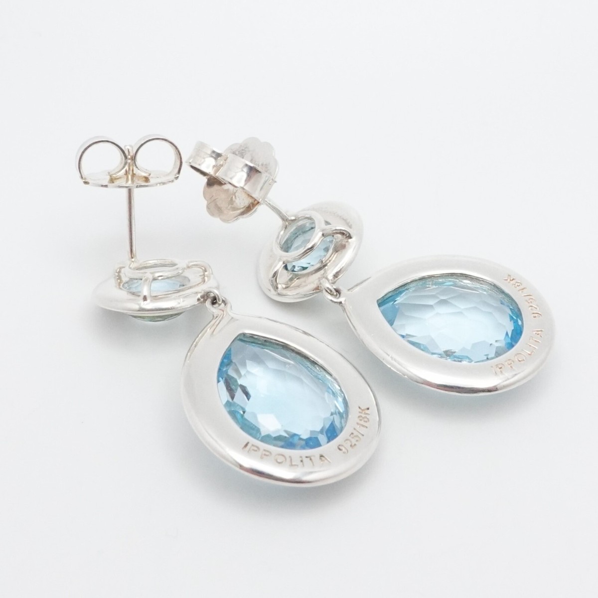 IPPOLITA Sterling Silver 18K Yellow Gold Blue Topaz Diamond Stud