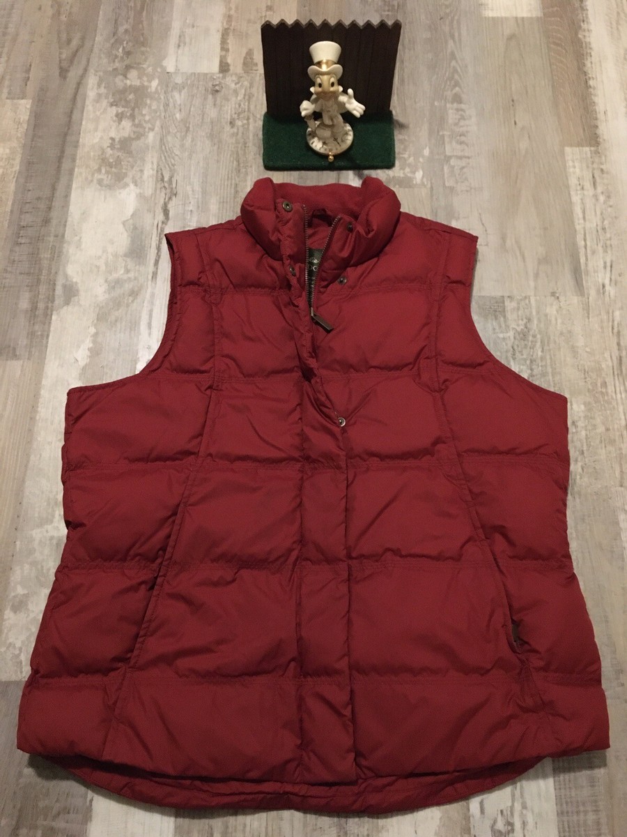 Eddie Bauer Womens Vest Red Crimson L Premium Goose Down