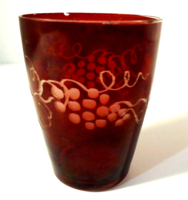 OLD*  RUBY FLASHED Small WINE TASTER SHOT GLASS* NICE!