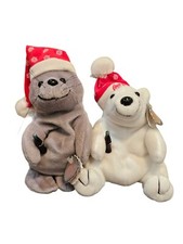 Coca Cola Plush Bear and Seal with Coke Bottle and Christmas Stocking Cap Hat