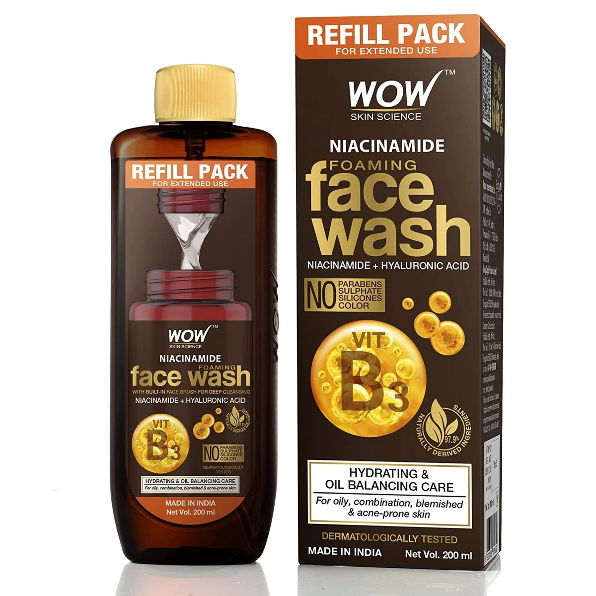 Wow Skin Science Niacinamide Foaming Face Wash Refill Pack 200ml