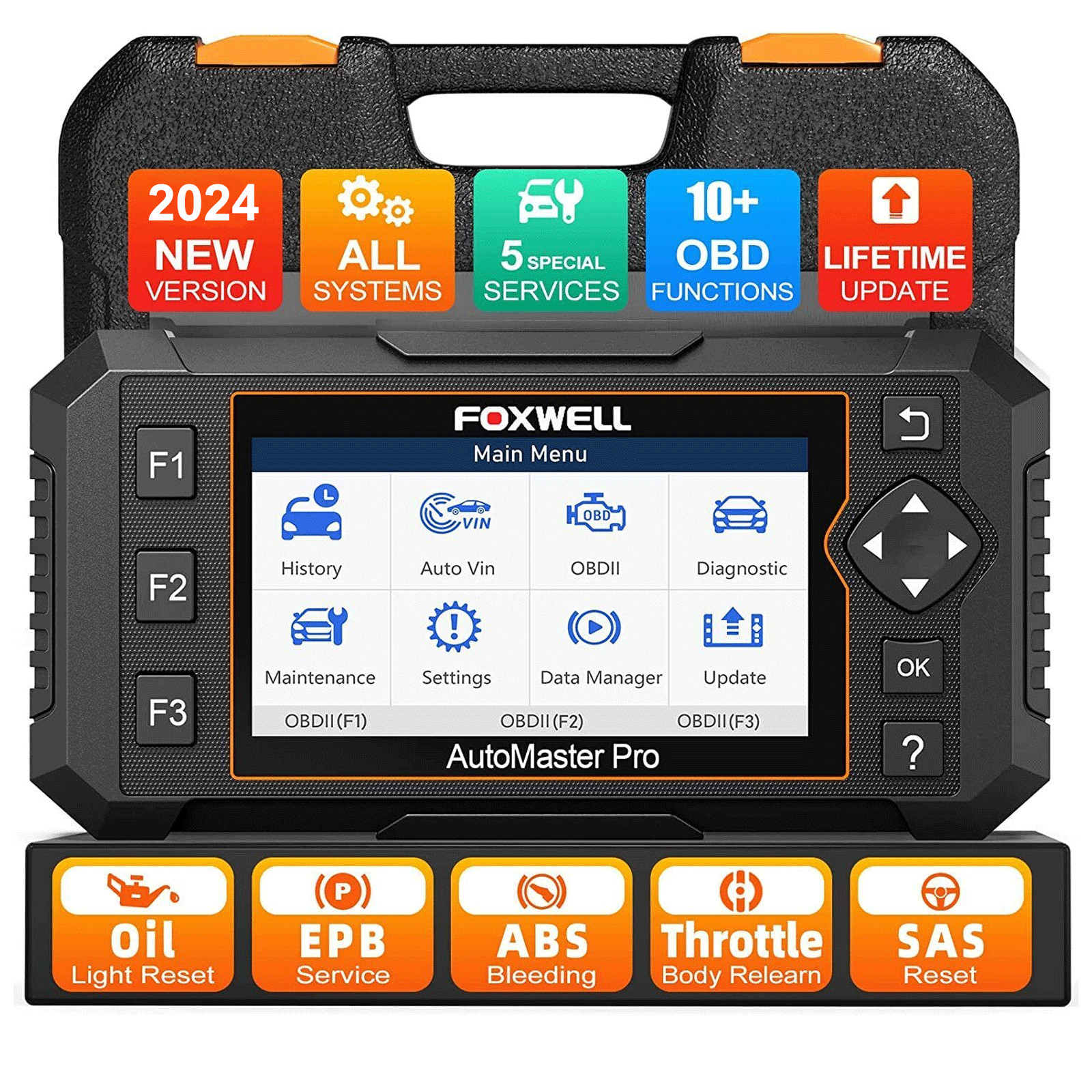2024 Foxwell OBD2 dispositivo de diagnóstico de automóvil profesional coche todo sistema escáner lector