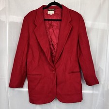 Vintage LL Bean Blazer jacket wool cashmere blend size 14r made in usa cherry