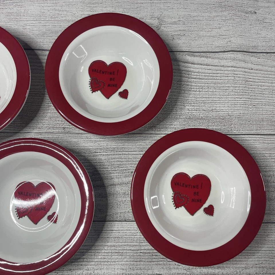 Pottery Barn niños "Be My Valentine" cuencos de melamina corazones 6"" Foto 3 de 4