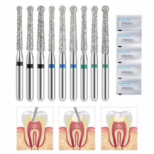 Dental Diamond Burs FG Round End Taper Super Coarse Fine Grit High Speed
