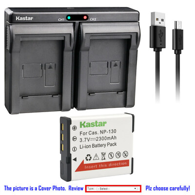 Kastar Battery Dual USB Charger for NP-130 Casio Exilim EX-ZR5100 TRYX Camera