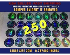 250 ROUND HOLOGRAM AUTHENTIC VOID SECURITY LABELS STICKERS SEALS LARGE SIZE