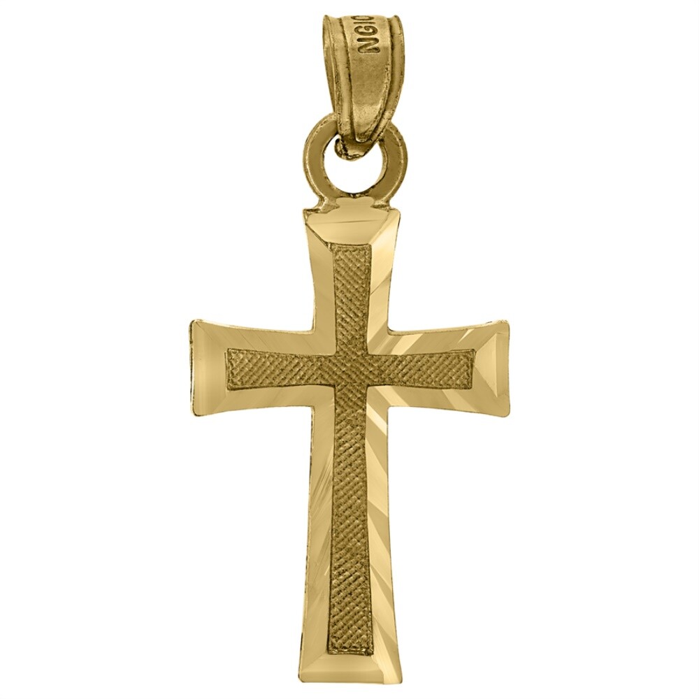 10k Yellow Gold Cross Religious Charm Pendant for Women 0.9gm