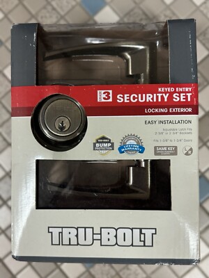 Tru-Bolt Deadbolt Grate 3 Keyed Entry Security Set- Locking Exterior- New/ Open