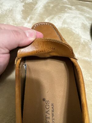 Deer Stags Light Brown Woven Men\'s 10M Slip-Ons. Nice Pre-owned Condition. Deer Stags Size 10M Solid Light Brown Slip-On Dress Shoes  main image 4