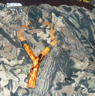 Hand-crafted wooden slingshot catapult. Buckthorn. Signed. 3M shooting glasses!