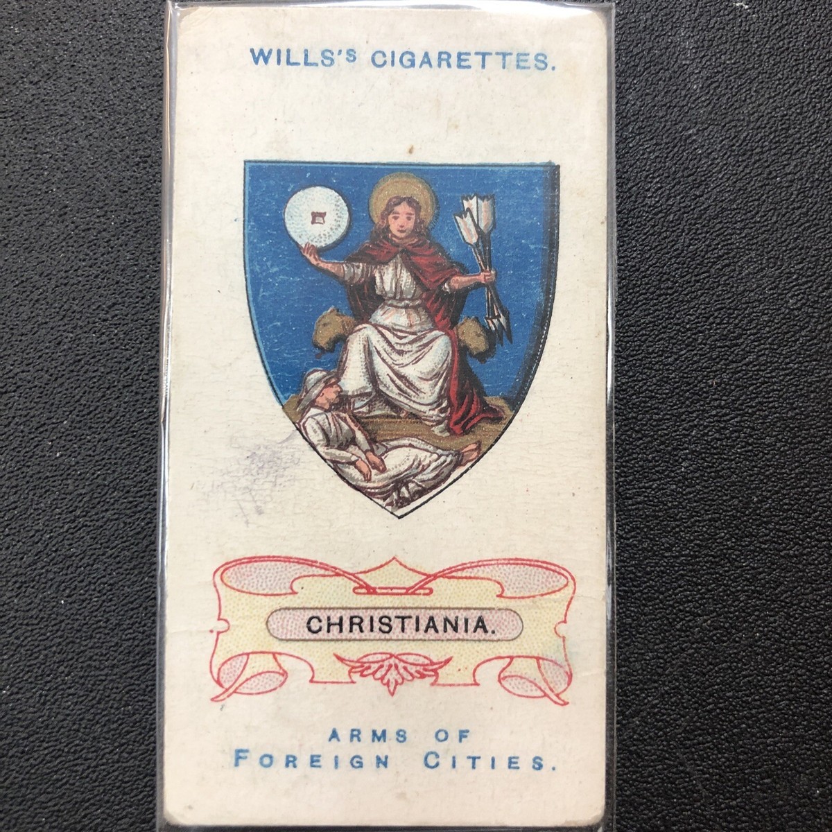 1912 WILLS Cigarettes Foreign Cities CHRISTIANA Coat Of Arms #33 Tobacco  card