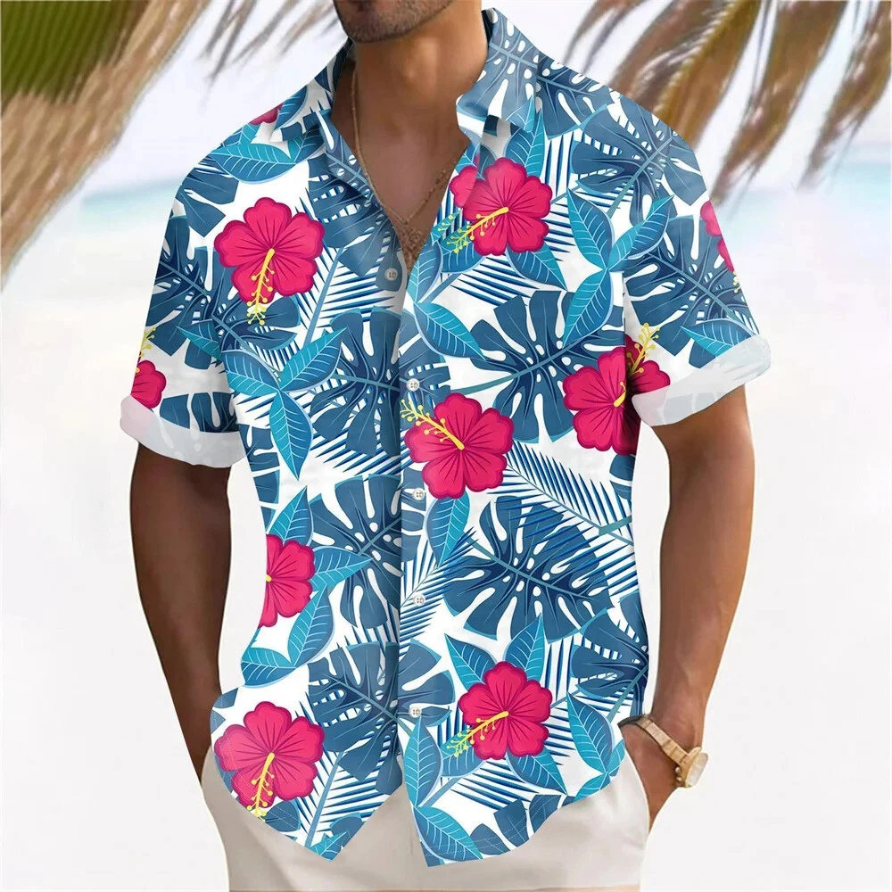 Hawaiian Shirts Men Aloha Summer Casual Beach Button Down Cruise Holiday Party image 2