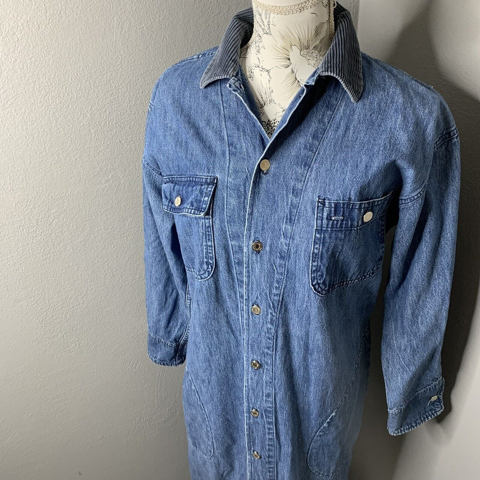 VTG 70s 80s Women's Ralph Lauren Denim Dress Jean Button Up Long Shirt Size  10