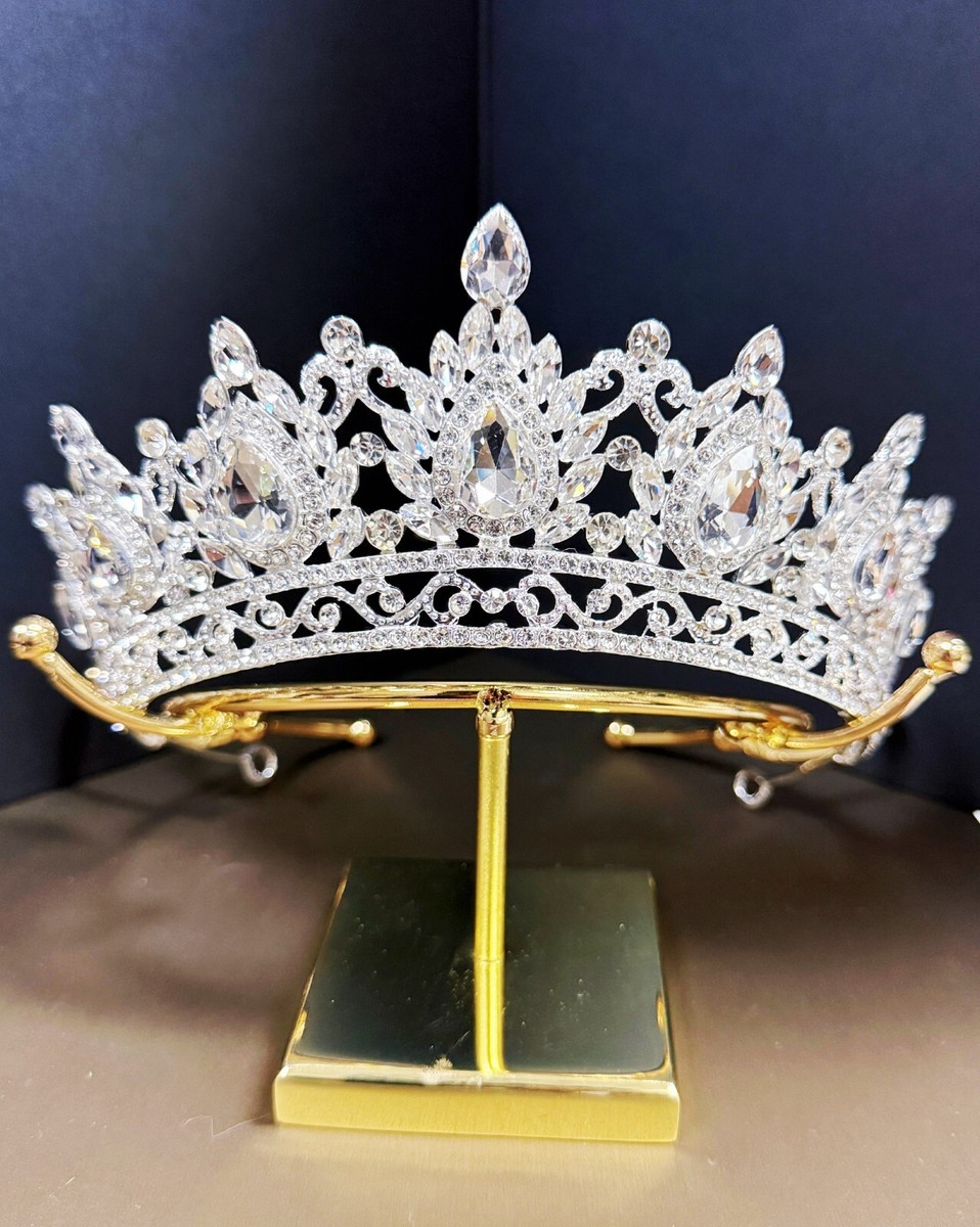 Silver Crown, Clear Crystal Tiara, Princess Tiara, Wedding  display picture 2