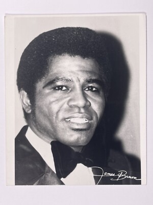 James Brown Photo Facsimile Signed Original Black And White Promo Circa 1980s