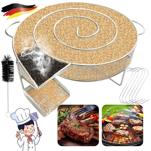 Räucherschnecke Rund Edelstahl Kaltraucherzeuger Rauchgenerator Kalträuchern - Bild 1 von 19