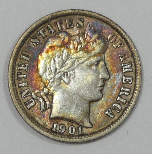 1901 Barber Dime EXTRA FINE Silver 10c - Bild 3 von 4