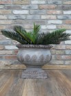 Stone Grey Fluted Urn Planter Cement MGO Resin Garden Round Natural Antique Pot