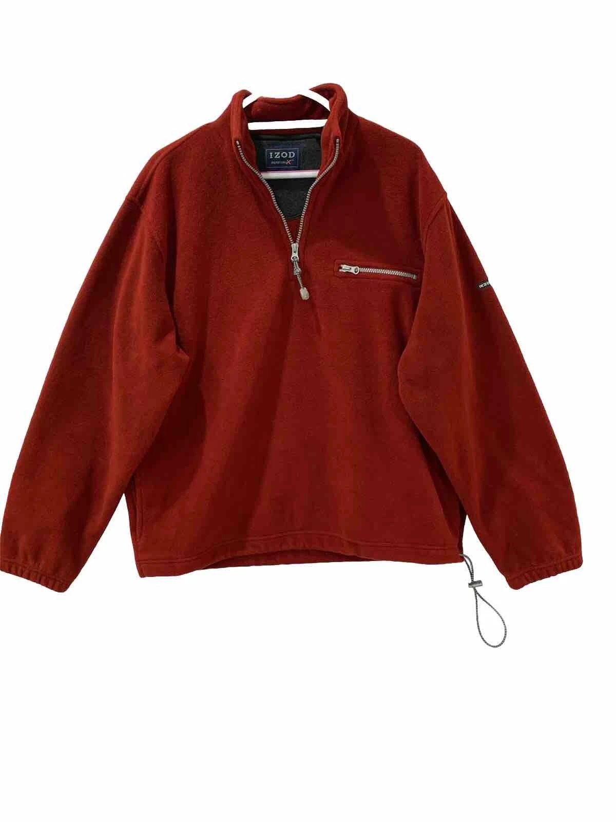 IZOD Performance X Jacket Men's Large 1/4 Zip Pullover Red Long Sleeve Pockets