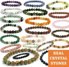 Crystal Bracelet Healing Stone Authentic Beaded 8mm Bangle Chakra Stones Collect