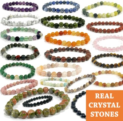 Kristall Armband Heilstein echt Perlen 8 mm Armreif Chakra Steine Sammeln