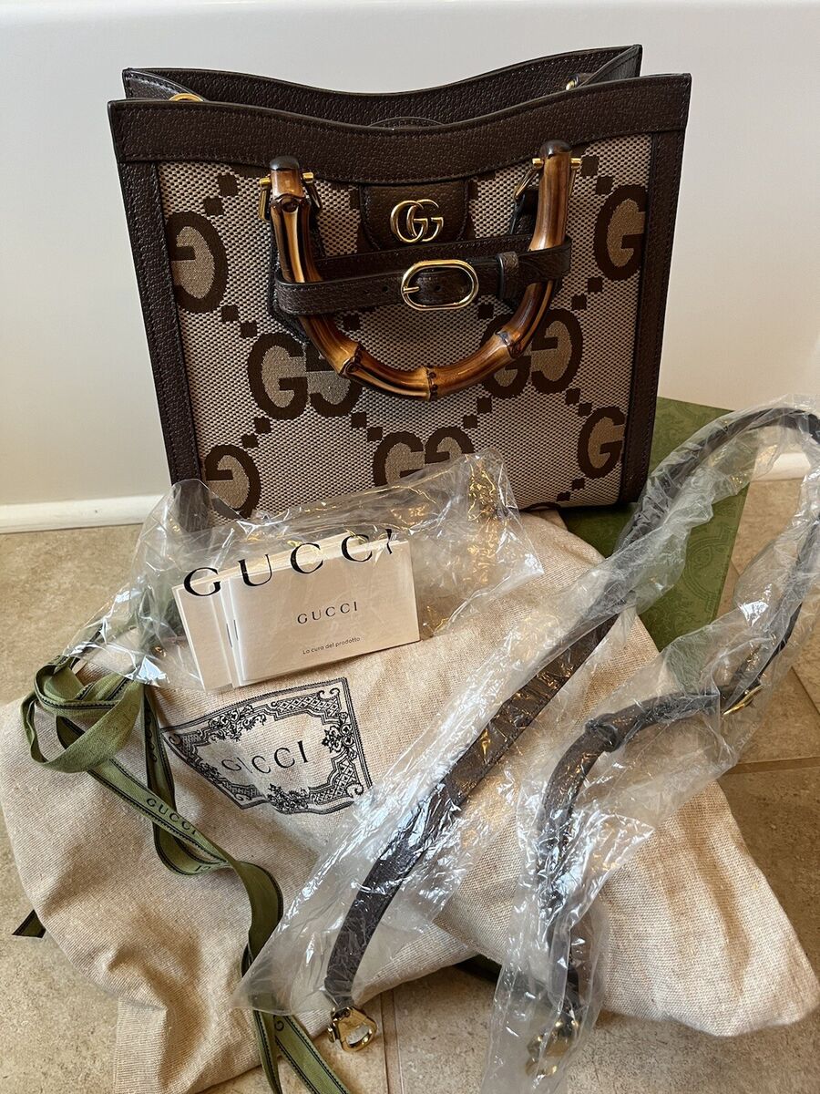 Authentic Gucci Diana NM Bamboo Handle Tote Jumbo GG Canvas Authentic Gucci Diana NM Bamboo Handle Tote Jumbo GG Canvas