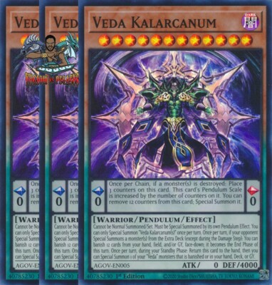 Yugioh! 3x Veda Kalarcanum AGOV-EN005 Super Rare 1st Ed NM