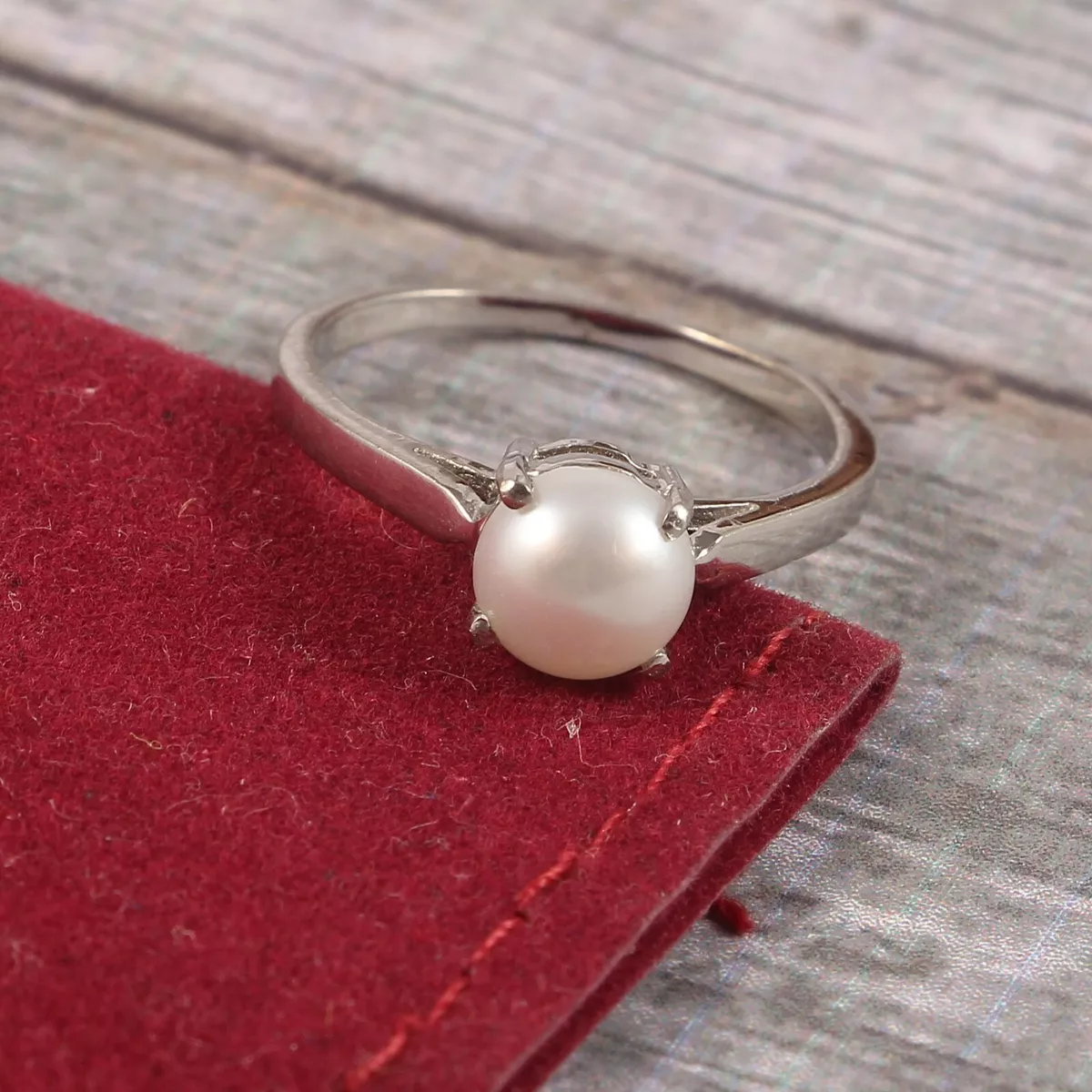 Pearl Gold Ring Dainty Pearl Ring Delicate Pearl Ring 18K 