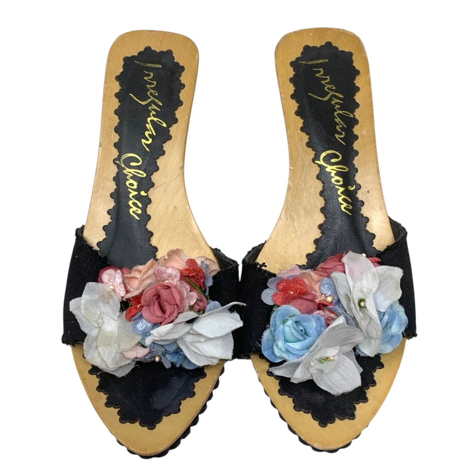 Irregular Choice Talla EU 36 US 6 Floral Suela de Madera Cono Tacón Sandalias Caprichosas Foto 4 de 4