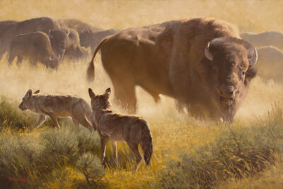 Wolves/Buffalo Wild Life O/E Digital Print THE PASSERSBY New - DUSTIN VAN WECHEL