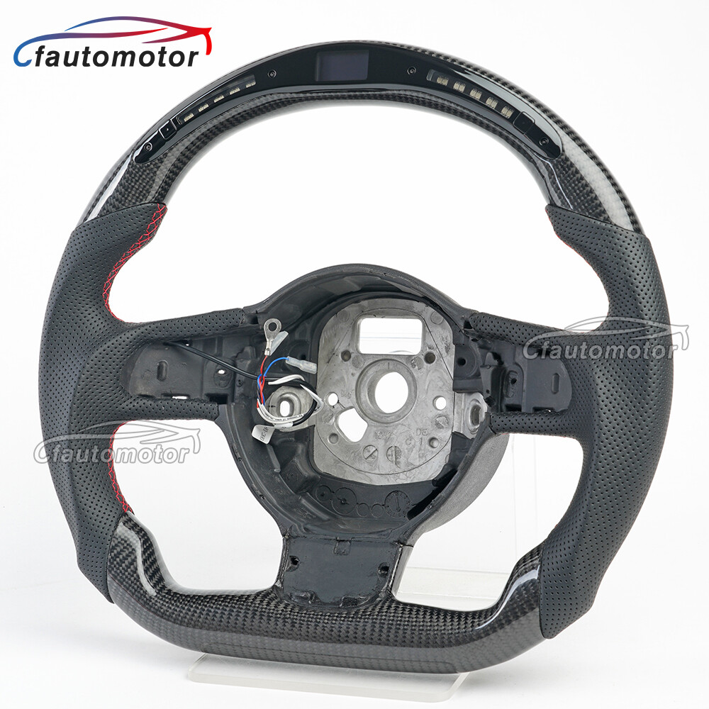 Real Carbon Fiber LED Steering Wheel Black Leather Fits 2010-2015 Audi R8 TT SQ5