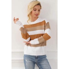 Striped Round Neck Long Sleeve Knit Top