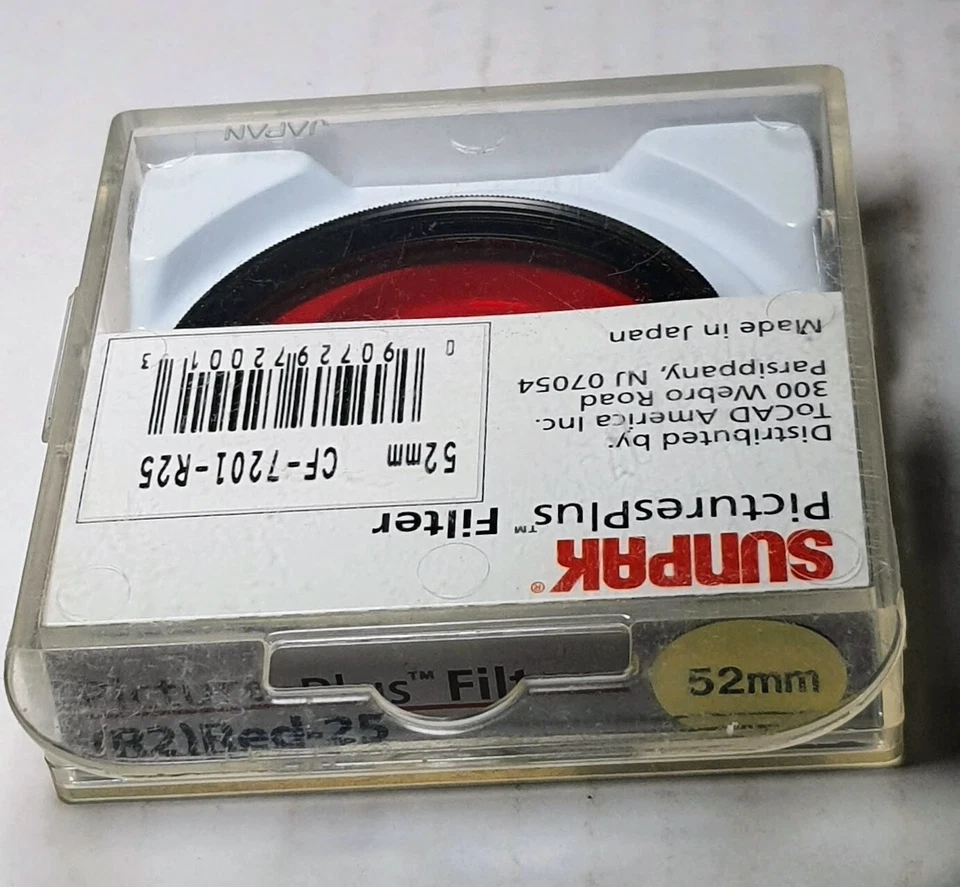 52mm SUNPAK Red #25 Glass Lens Filter 52 mm 25A 25 Black & White Film 52 Japan - Image 2 of 2