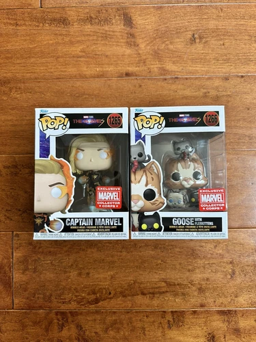 Funko POP! Goose w/ Flerkittens 1266 & Captain Marvel 1265 Marvel Collector Corp