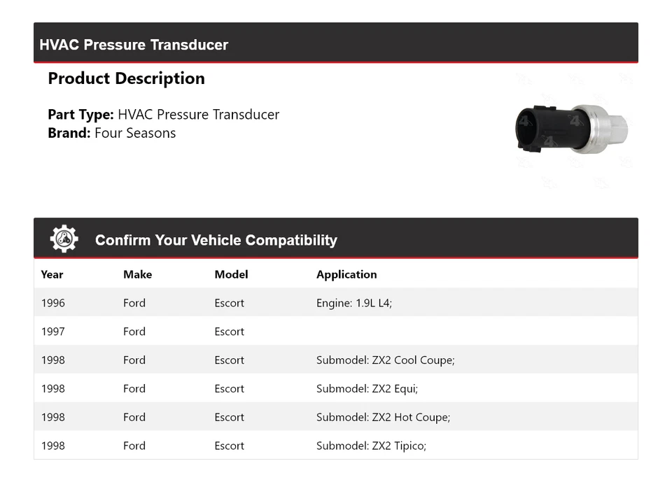 Transductor de presión de climatización Ford Escort 1996-1998 4 estaciones 1997 Foto 2 de 4